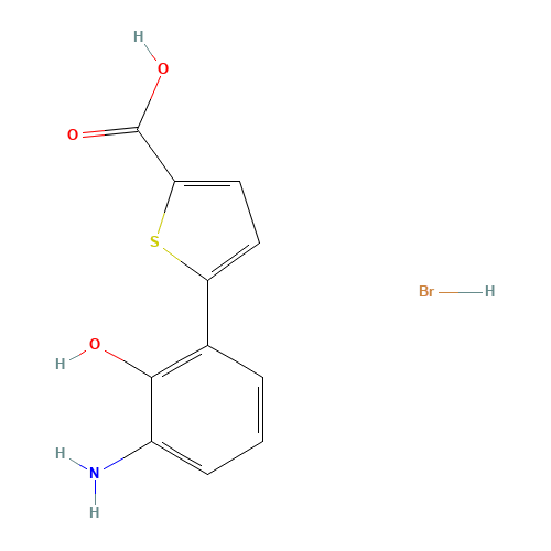 5-(3-amino-2-hydroxyphenyl)thiophene-2-carboxylic acid;hydrobromide (CAS: 1262298-26-9) - Chemical Structure and Molecular Formula 