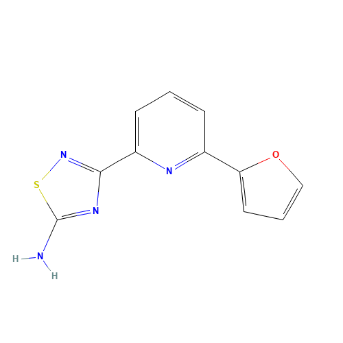 3-[6-(furan-2-yl)pyridin-2-yl]-1,2,4-thiadiazol-5-amine (CAS: 1179360-54-3) - Chemical Structure and Molecular Formula 