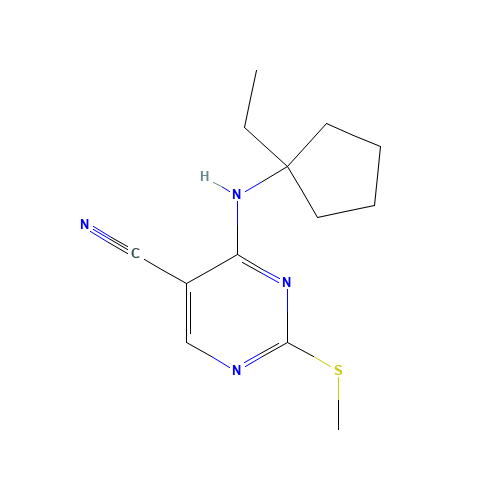 4-[(1-ethylcyclopentyl)amino]-2-methylsulfanylpyrimidine-5-carbonitrile (CAS: 1403865-58-6) - Chemical Structure and Molecular Formula 