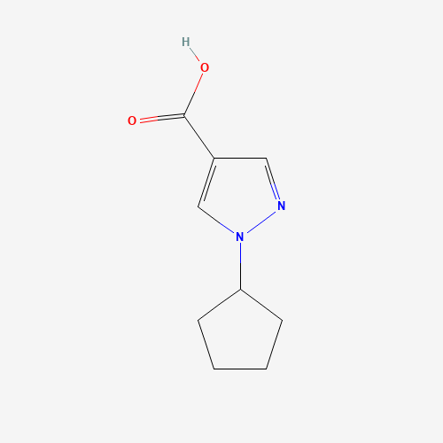 1-cyclopentylpyrazole-4-carboxylic acid (CAS: 1006452-51-2) - Chemical Structure and Molecular Formula 