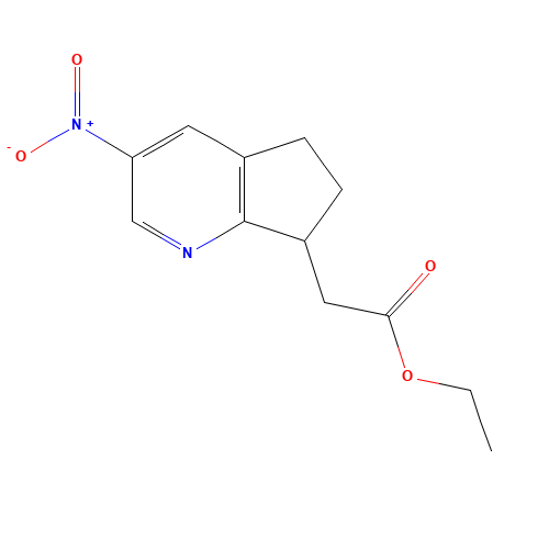 ethyl 2-(3-nitro-6,7-dihydro-5H-cyclopenta[b]pyridin-7-yl)acetate (CAS: 904929-05-1) - Chemical Structure and Molecular Formula 