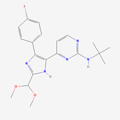 N-tert-butyl-4-[2-(dimethoxymethyl)-4-(4-fluorophenyl)-1H-imidazol-5-yl]pyrimidin-2-amine (CAS: 876521-40-3) - Related Chemical Product