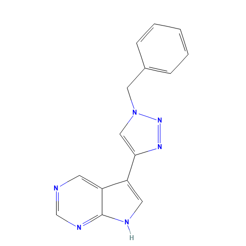 5-(1-benzyltriazol-4-yl)-7H-pyrrolo[2,3-d]pyrimidine (CAS: 1384953-47-2) - Chemical Structure and Molecular Formula 