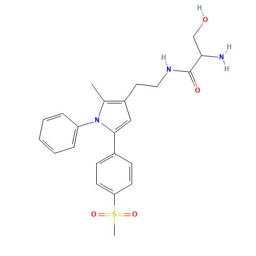 2-amino-3-hydroxy-N-[2-[2-methyl-5-(4-methylsulfonylphenyl)-1-phenylpyrrol-3-yl]ethyl]propanamide (CAS: 1386392-36-4) - Related Chemical Product