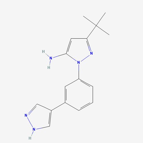 5-tert-butyl-2-[3-(1H-pyrazol-4-yl)phenyl]pyrazol-3-amine (CAS: 897373-59-0) - Related Chemical Product
