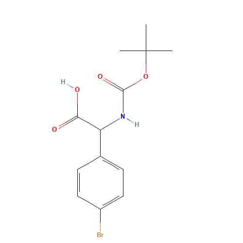 2-(4-bromophenyl)-2-[(2-methylpropan-2-yl)oxycarbonylamino]acetic acid (CAS: 917925-71-4) - Chemical Structure and Molecular Formula 