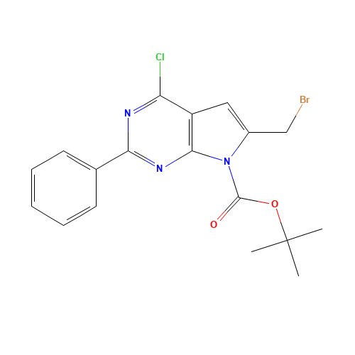 tert-butyl 6-(bromomethyl)-4-chloro-2-phenylpyrrolo[2,3-d]pyrimidine-7-carboxylate (CAS: 251947-26-9) - Related Chemical Product
