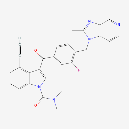 4-ethynyl-3-[3-fluoro-4-[(2-methylimidazo[4,5-c]pyridin-1-yl)methyl]benzoyl]-N,N-dimethylindole-1-carboxamide (CAS: 170499-15-7) - Chemical Structure and Molecular Formula 