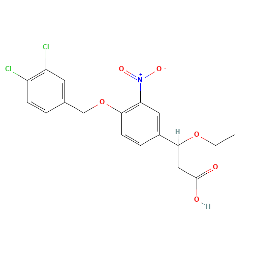 3-[4-[(3,4-dichlorophenyl)methoxy]-3-nitrophenyl]-3-ethoxypropanoic acid (CAS: 1202575-54-9) - Related Chemical Product