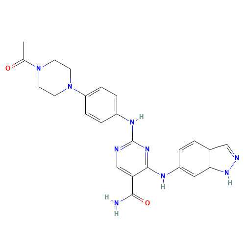 2-[4-(4-acetylpiperazin-1-yl)anilino]-4-(1H-indazol-6-ylamino)pyrimidine-5-carboxamide (CAS: 1198300-19-4) - Related Chemical Product
