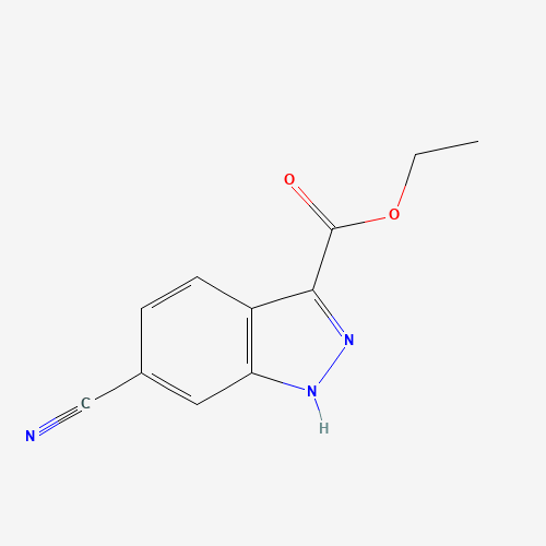 ethyl 6-cyano-1H-indazole-3-carboxylate (CAS: 885279-19-6) - Chemical Structure and Molecular Formula 