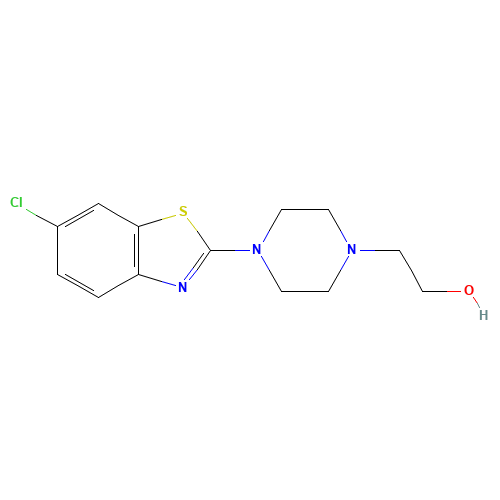 2-[4-(6-chloro-1,3-benzothiazol-2-yl)piperazin-1-yl]ethanol (CAS: 215434-50-7) - Chemical Structure and Molecular Formula 