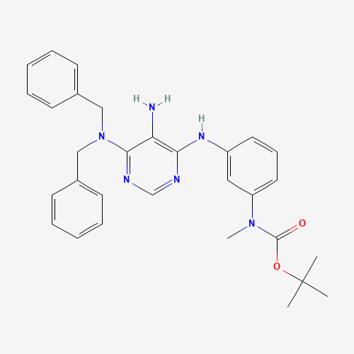 tert-butyl N-[3-[[5-amino-6-(dibenzylamino)pyrimidin-4-yl]amino]phenyl]-N-methylcarbamate (CAS: 1448444-65-2) - Related Chemical Product