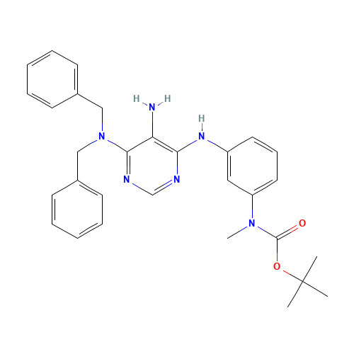 tert-butyl N-[3-[[5-amino-6-(dibenzylamino)pyrimidin-4-yl]amino]phenyl]-N-methylcarbamate (CAS: 1448444-65-2) - Related Chemical Product