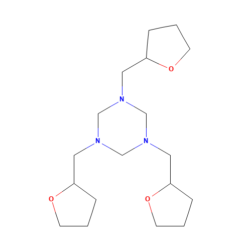 1,3,5-tris(oxolan-2-ylmethyl)-1,3,5-triazinane (CAS: 69141-51-1) - Chemical Structure and Molecular Formula 