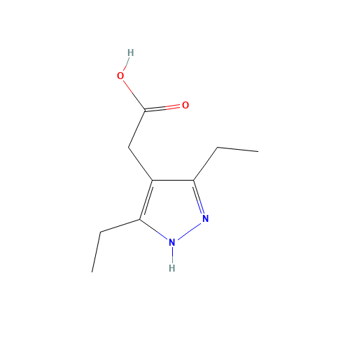 2-(3,5-diethyl-1H-pyrazol-4-yl)acetic acid (CAS: 960061-50-1) - Chemical Structure and Molecular Formula 