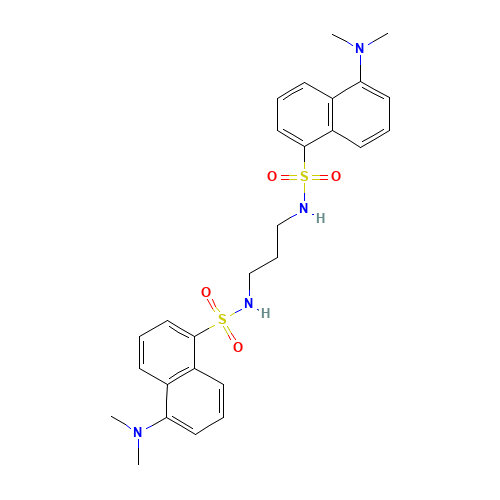 5-(dimethylamino)-N-[3-[[5-(dimethylamino)naphthalen-1-yl]sulfonylamino]propyl]naphthalene-1-sulfonamide (CAS: 64144-62-3) - Chemical Structure and Molecular Formula 