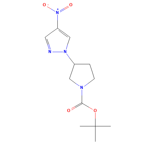 tert-butyl 3-(4-nitropyrazol-1-yl)pyrrolidine-1-carboxylate (CAS: 1056024-38-4) - Chemical Structure and Molecular Formula 