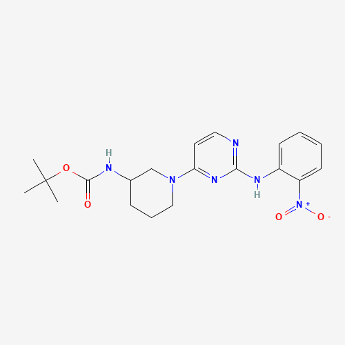 tert-butyl N-[1-[2-(2-nitroanilino)pyrimidin-4-yl]piperidin-3-yl]carbamate (CAS: 1538605-61-6) - Chemical Structure and Molecular Formula 