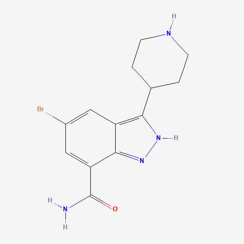 5-bromo-3-piperidin-4-yl-2H-indazole-7-carboxamide (CAS: 872350-31-7) - Chemical Structure and Molecular Formula 