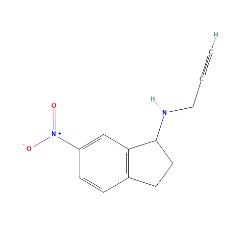 6-nitro-N-prop-2-ynyl-2,3-dihydro-1H-inden-1-amine (CAS: 863987-52-4) - Chemical Structure and Molecular Formula 