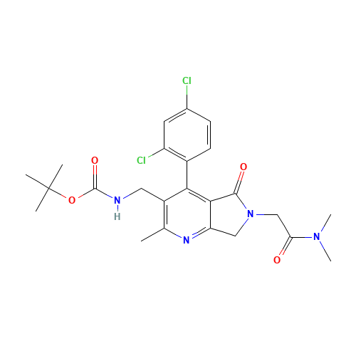 tert-butyl N-[[4-(2,4-dichlorophenyl)-6-[2-(dimethylamino)-2-oxoethyl]-2-methyl-5-oxo-7H-pyrrolo[3,4-b]pyridin-3-yl]methyl]carbamate (CAS: 915731-88-3) - Related Chemical Product