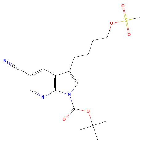 tert-butyl 5-cyano-3-(4-methylsulfonyloxybutyl)pyrrolo[2,3-b]pyridine-1-carboxylate (CAS: 1187322-57-1) - Related Chemical Product