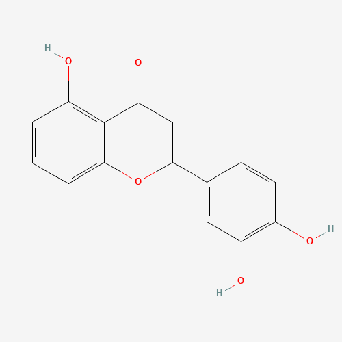 2-(3,4-dihydroxyphenyl)-5-hydroxychromen-4-one (CAS: 19852-25-6) - Chemical Structure and Molecular Formula 