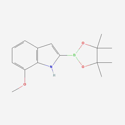 7-methoxy-2-(4,4,5,5-tetramethyl-1,3,2-dioxaborolan-2-yl)-1H-indole (CAS: 1072812-69-1) - Chemical Structure and Molecular Formula 