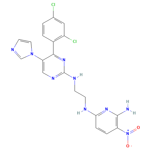 6-N-[2-[[4-(2,4-dichlorophenyl)-5-imidazol-1-ylpyrimidin-2-yl]amino]ethyl]-3-nitropyridine-2,6-diamine (CAS: 252935-94-7) - Related Chemical Product