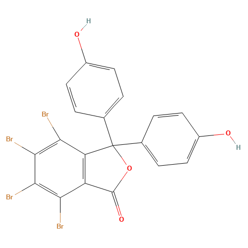 4,5,6,7-tetrabromo-3,3-bis(4-hydroxyphenyl)-2-benzofuran-1-one (CAS: 13027-28-6) - Chemical Structure and Molecular Formula 
