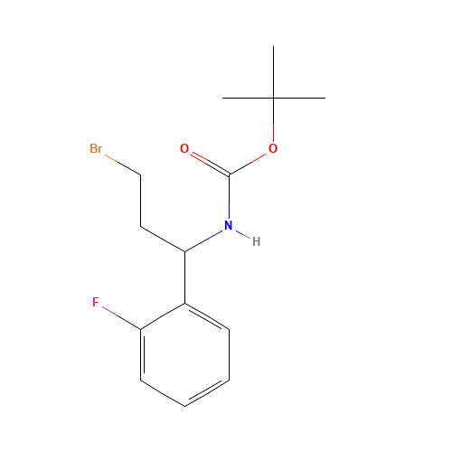 tert-butyl N-[3-bromo-1-(2-fluorophenyl)propyl]carbamate (CAS: 924818-00-8) - Chemical Structure and Molecular Formula 