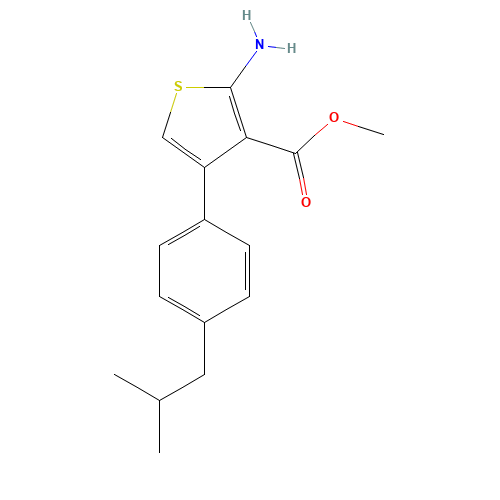 methyl 2-amino-4-[4-(2-methylpropyl)phenyl]thiophene-3-carboxylate (CAS: 350990-40-8) - Chemical Structure and Molecular Formula 