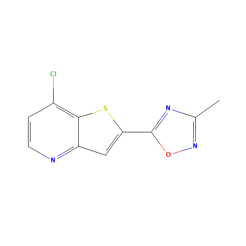 5-(7-chlorothieno[3,2-b]pyridin-2-yl)-3-methyl-1,2,4-oxadiazole (CAS: 913377-46-5) - Chemical Structure and Molecular Formula 