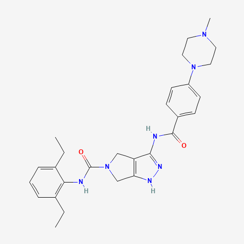 N-(2,6-diethylphenyl)-3-[[4-(4-methylpiperazin-1-yl)benzoyl]amino]-4,6-dihydro-1H-pyrrolo[3,4-c]pyrazole-5-carboxamide (CAS: 398493-79-3) - Related Chemical Product
