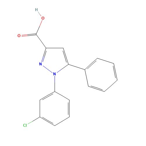 1-(3-chlorophenyl)-5-phenylpyrazole-3-carboxylic acid (CAS: 1152523-07-3) - Chemical Structure and Molecular Formula 