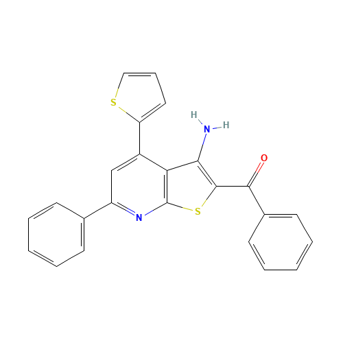 (3-amino-6-phenyl-4-thiophen-2-ylthieno[2,3-b]pyridin-2-yl)-phenylmethanone (CAS: 188782-68-5) - Chemical Structure and Molecular Formula 