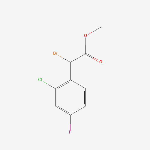 methyl 2-bromo-2-(2-chloro-4-fluorophenyl)acetate (CAS: 1389326-19-5) - Chemical Structure and Molecular Formula 