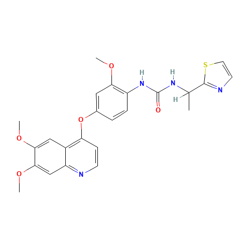 1-[4-(6,7-dimethoxyquinolin-4-yl)oxy-2-methoxyphenyl]-3-[1-(1,3-thiazol-2-yl)ethyl]urea (CAS: 623142-96-1) - Related Chemical Product