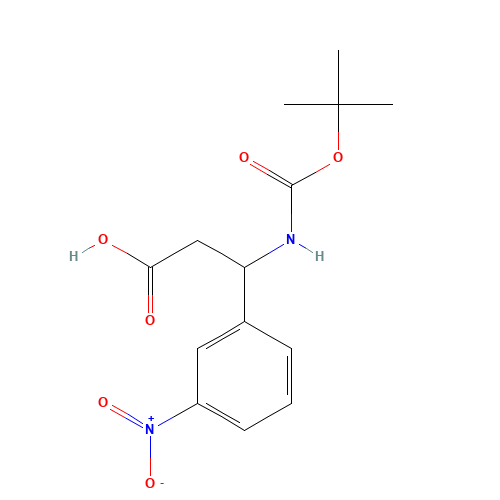 3-[(2-methylpropan-2-yl)oxycarbonylamino]-3-(3-nitrophenyl)propanoic acid (CAS: 284492-22-4) - Chemical Structure and Molecular Formula 