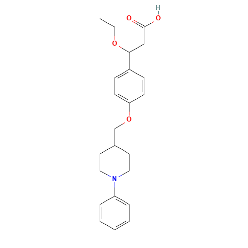 3-ethoxy-3-[4-[(1-phenylpiperidin-4-yl)methoxy]phenyl]propanoic acid (CAS: 1202575-76-5) - Chemical Structure and Molecular Formula 