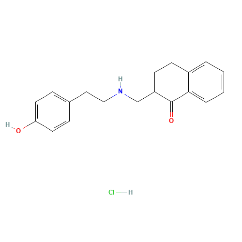 2-[[2-(4-hydroxyphenyl)ethylamino]methyl]-3,4-dihydro-2H-naphthalen-1-one;hydrochloride (CAS: 30007-39-7) - Chemical Structure and Molecular Formula 