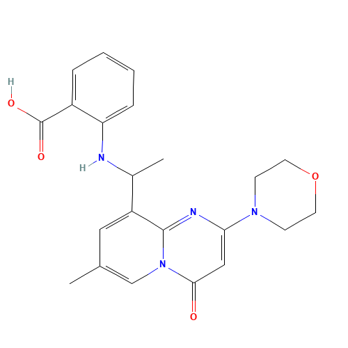 2-[1-(7-methyl-2-morpholin-4-yl-4-oxopyrido[1,2-a]pyrimidin-9-yl)ethylamino]benzoic acid (CAS: 663620-70-0) - Related Chemical Product