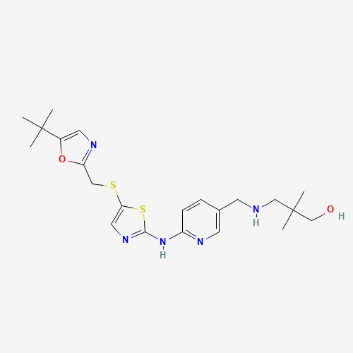 3-[[6-[[5-[(5-tert-butyl-1,3-oxazol-2-yl)methylsulfanyl]-1,3-thiazol-2-yl]amino]pyridin-3-yl]methylamino]-2,2-dimethylpropan-1-ol (CAS: 350509-99-8) - Related Chemical Product
