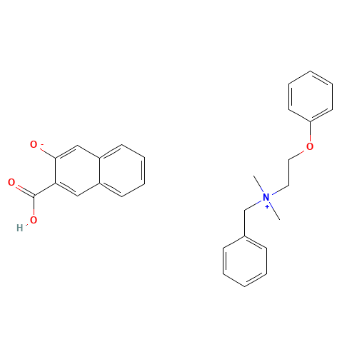 benzyl-dimethyl-(2-phenoxyethyl)azanium;3-carboxynaphthalen-2-olate (CAS: 3818-50-6) - Chemical Structure and Molecular Formula 