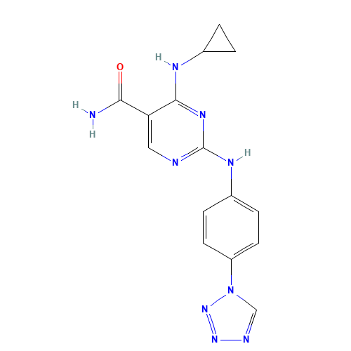 4-(cyclopropylamino)-2-[4-(tetrazol-1-yl)anilino]pyrimidine-5-carboxamide (CAS: 1198301-56-2) - Related Chemical Product