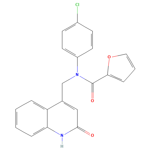 N-(4-chlorophenyl)-N-[(2-oxo-1H-quinolin-4-yl)methyl]furan-2-carboxamide (CAS: 953064-97-6) - Chemical Structure and Molecular Formula 
