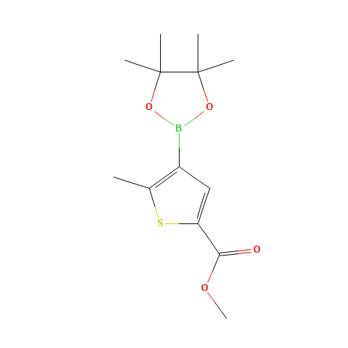 methyl 5-methyl-4-(4,4,5,5-tetramethyl-1,3,2-dioxaborolan-2-yl)thiophene-2-carboxylate (CAS: 1109284-49-2) - Chemical Structure and Molecular Formula 