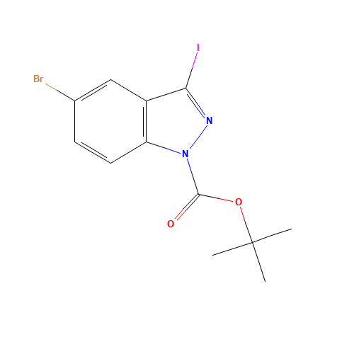 tert-butyl 5-bromo-3-iodoindazole-1-carboxylate (CAS: 459133-68-7) - Chemical Structure and Molecular Formula 