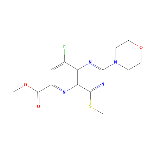 methyl 8-chloro-4-methylsulfanyl-2-morpholin-4-ylpyrido[3,2-d]pyrimidine-6-carboxylate (CAS: 1240122-80-8) - Chemical Structure and Molecular Formula 